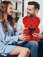 Oso De Rosas Teddy Regalo Para Mamá Novia Cumpleaños Aniversario Valentines Day Mujer Juguete De Muñeco Artificial De Flores Rojas - details 7