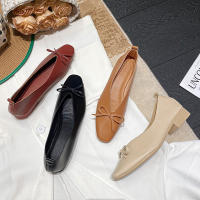 Zapatos Planos Elegantes De Mujer Con Punta Cuadrada Y Tacón Bajo Estilo Coreano Mary Janes Color Negro Suela Suave Para Oficina Y Carrera - details 3