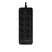 Regleta de Enchufes Múltiple con 8 Tomas Schuko, 4 Puertos USB y 2 USB Tipo C, Potencia Máxima 2500W (110–240V), Cable de 2 Metros, Interruptor General con Luz, Protección contra Sobrecargas para Hogar y Oficina - details 0