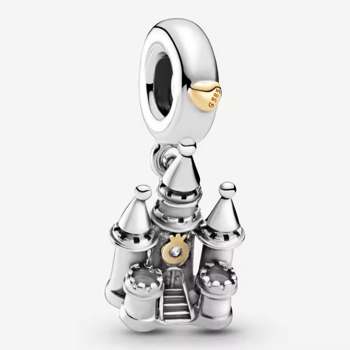 Pandora Charm de Colgante en Plata de Ley Castillo de Dos Colores 799337C00，Incluye Caja Original - 1