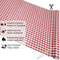 Mantel PVC, Hule, Para mesa rectangular,  Fácil de limpiar,Cocina y Comedor， Impermeable, Fiesta, Primavera, Cuadro Rojo, Vicky 11476 - details 3