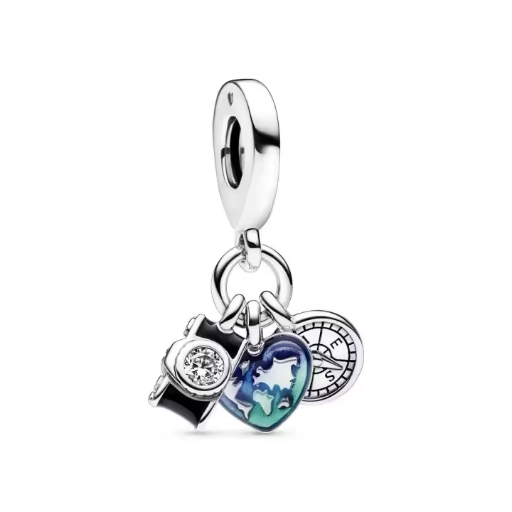 792703C01 - Charm Colgante Triple en plata de ley Cámara, Corazón & Brújula Pandora 792703C01 PANDORA Raíz Joyas de Plata Joyas Pandora MUJER inicio Charm Pandora Mujer Pandora Original - 1