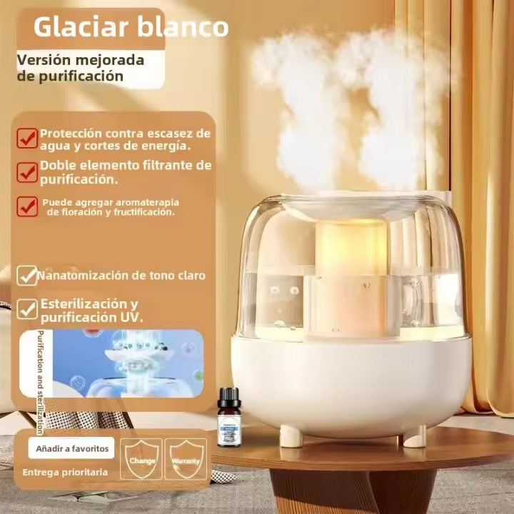 Humidificador De 5L de Gran Capacidad USB Doble Nubosidad Bajo Ruido Luz Nocturna Difusor De Aceites Esenicial Para Casa Dormitorio Oficina - 1