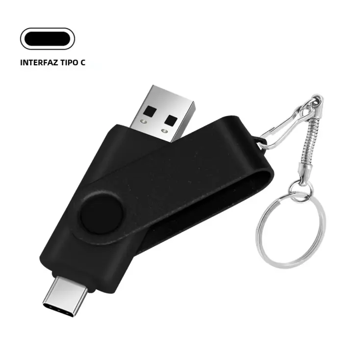 USB Flash Drive Rotable 2 En 1 Tipo C Para Móvil 32GB 64GB 128GB Memoria Stick Negro Verde Rojo Azul Disco De U Pendrive - 1