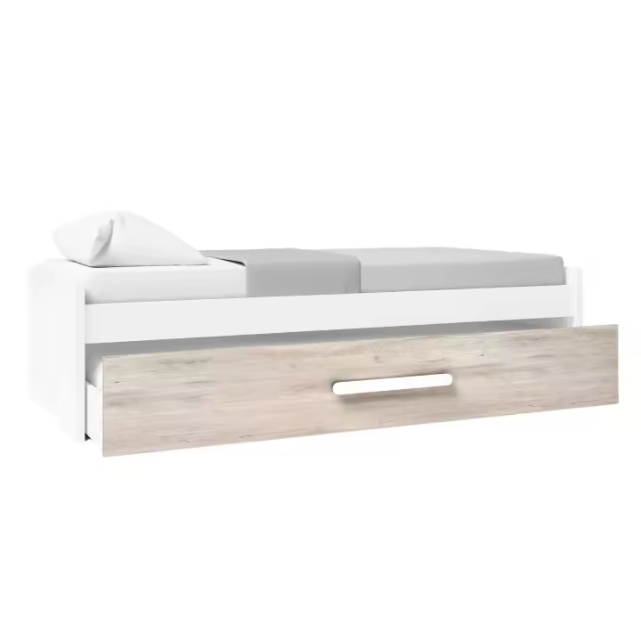 Miroytengo Cama Nido para Habitación Dormitorio Juvenil Estilo Nórdico en Color Roble Sahara y Blanco Mate 90x190 cm - 1