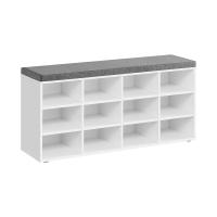 Banco zapatero con asiento y 12 compartimientos, cojín y estantes ajustables, ideal para entrada y sala de estar - details 0