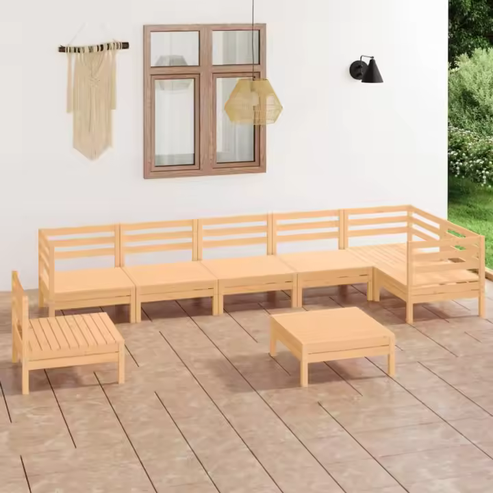 vidaXL Juego de muebles de jardín 8 piezas madera maciza de pino - 1