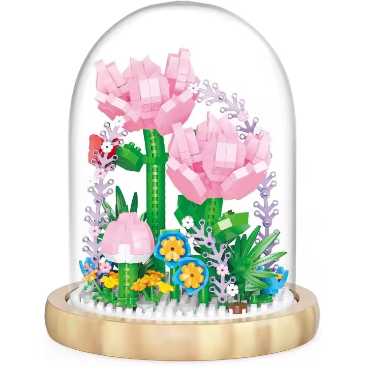 Juego de construcción de Ramo de Flores, minibloques de construcción de Flores Artificiales, decoración DIY para el hogar, 624 piezas, Clavel - 1