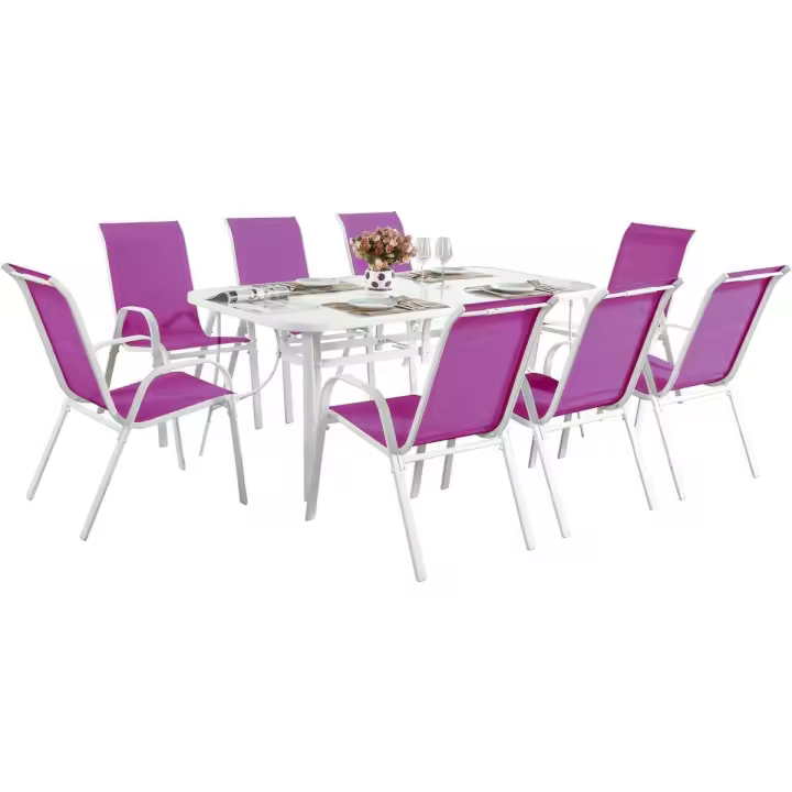 Conjunto De Jardín Mesa + 6 sillas de Textileno "Córdoba" - Fuschia - 1