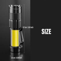 Linterna Táctica Mini 2000LM Recargable USB LED COB Zoomable Impermeable Con Bombillas De Luz Súper Brillante Para Camping Y Aventuras - details 7
