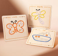 Juguete Educativo De Madera Para Niños Con Puzle De Bordado Y Hilo Patrón Cartoon Juego De Actividad De Tejido Para El Tablero Ocupado Regalo Para Niños - details 2