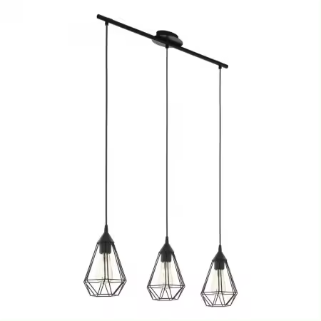 Lámpara Colgante Vintage Eglo Tarbes Negro 3 Bombillas E27 79cm - 1