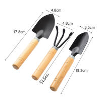Juego De 3 Piezas De Herramientas De Jardinería Con Mango De Madera Shovel Rake Multifuncional Para Plantas Bonsái Del Hogar - details 2