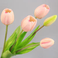 Lujosa Silicón Toque Real Tulipes Arreglo Floral Artificial Decorativo Para El Hogar Graduación Origina China Continental - details 1