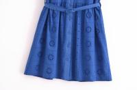 Vestido Corto Para Mujer Con Cinturón Y Bordado De Encaje Francesa Versátil Y Moda De Vacaciones Estilo Playa Manga Corta - details 4