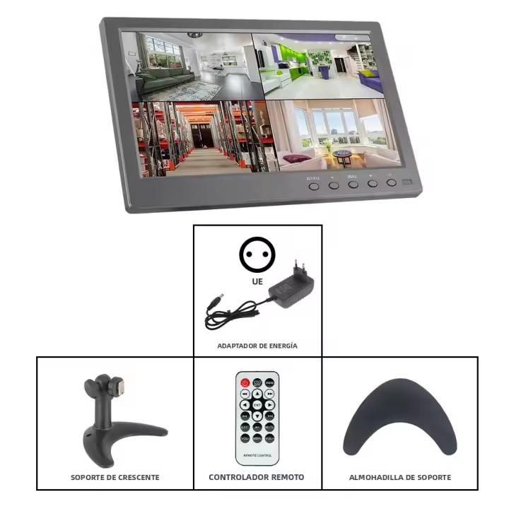 Monitor LCD Portátil KTYDKP 10.1" Con Entrada De Video 2 Canales AV/VGA/HDMI/BNC Pantalla Rotable Con Altavoz USB Para Coche - 1