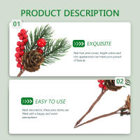 Guirnalda De Ramas De Pino Artificial Con Berros Rojos Accesorios De Navidad Decoración De Mesa Falsa Conífera De Poliéster Para Fiesta - details 4