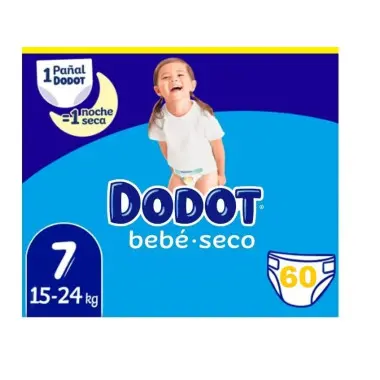 Dodot Bebé-Seco Talla 7 (15-24 kg) 60 Pañales – Máxima Sequedad y Protección Anti Fugas) 60 uds Dodot - 1