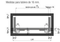 AZERODESIGN - GUIA quadro con freno para cajones de madera con clips de EXTRACCIÓN TOTAL, resistencia certificada de hasta 50 kg de peso, para tableros de 16 mm o de 19 mm - details 1