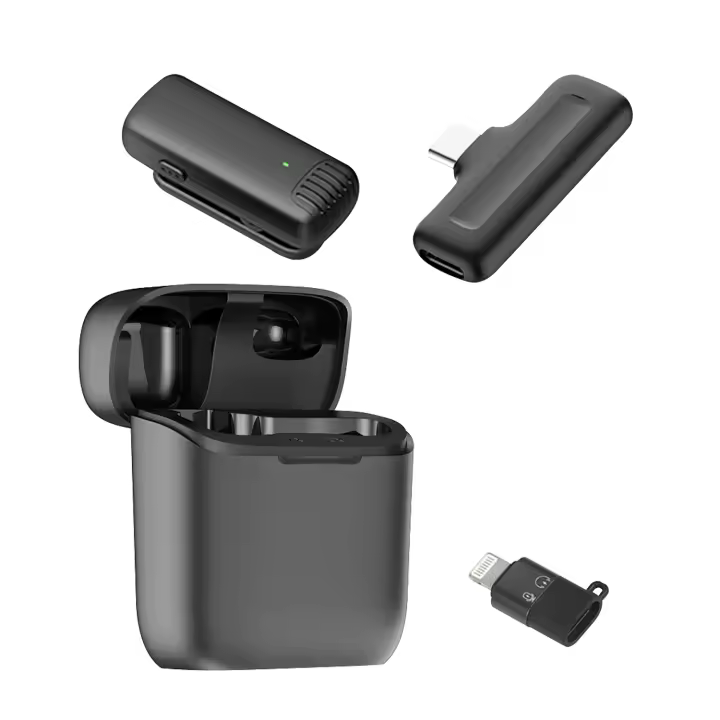 DAM. Micrófono inalámbrico portátil J11 Clip. Incluye micro y receptor. Para smartphone, cámaras y portátiles. Conexión USB-C + Lightning. 6x2x6cm. - 1
