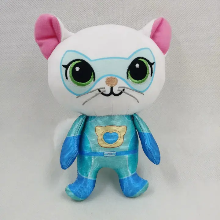 Juego De 4 Peluches De Gatos Super Kitties Anime Muñecos De Tela Suave Cristalizado Colores Azul Verde Amarillo Juguetes Para Niños - 1