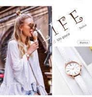 Reloj De Mujer Casual Shengke De Cuero Japanese Quartz Resistente Al Choque Y Al Agua Con Marcadores Arábigos Y Pantalla De Vidrio Hardlex - details 3