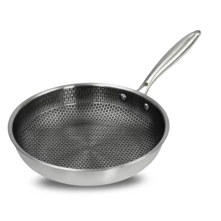 Sartenes de Acero Inoxidable Tri-Ply con Tecnología Panal de Abeja híbridas antiadherente de– 20cm / 24cm / 28cm –  Apto para Inducción, Horno y Lavavajillas. Marca Royalty Line - 1