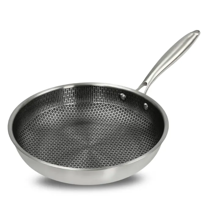 Sartenes de Acero Inoxidable Tri-Ply con Tecnología Panal de Abeja híbridas antiadherente de– 20cm / 24cm / 28cm –  Apto para Inducción, Horno y Lavavajillas. Marca Royalty Line - 1