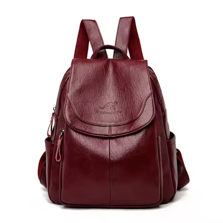 Mochilas de cuero para Mujer bolsos de hombro femeninos Vintage bolsos de viaje casuales Mochilas escolares 9 colores - 1