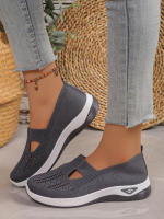 Zapatillas De Mujer En Color Sólido Transpirables Zapatillas Casuales De Verano De Bajo Térmico Tejidas Zapatos Casuales Para Mamá - details 24