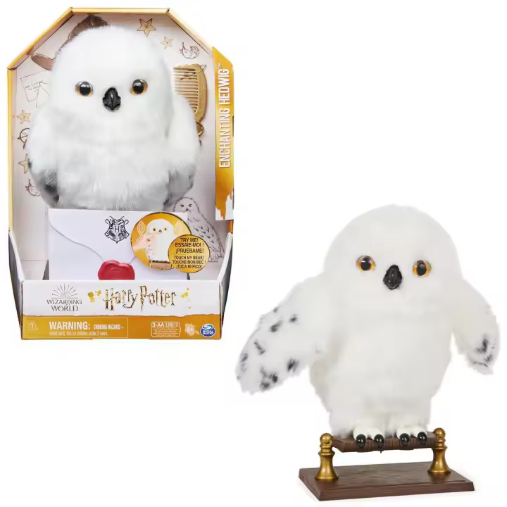 SPIN MASTER - HARRY POTTER-WIZARDING WORLD -LECHUZA HARRY POTTER INTERACTIVA- Peluche Hedwig Interactivo "Enchanting Hedwig" -más de 15 Sonidos y Movimientos y Sobre de Hogwarts -6061829- Juguetes Niños +5 años - 1