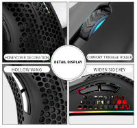 Ratón Gaming Wireless USB 2.4G RGB Luz Honeycomb Recargable BM600 Para PC Laptop Notebook Mouse Despacho Cute Para Jugador - details 8