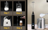 【MOTOR TURBO 2024】Espumador de Leche Electrico, USB Recargable Mini Batidora, Milk Frother, Batidora Leche Espuma, 3 Velocidades, Vaporizador de Leche, Batidora de Leche para Café con leche, Capuchino, Chocolate Caliente - details 3