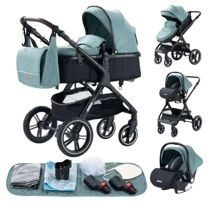 EU Children Store - Cochecito de bebé 3 en 1, carrito portátil de viaje, lujoso, plegable, de paisaje alto, marco de aluminio, multifuncional - 1