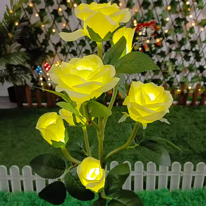 Lámpara Solar De Flores Con 5 Cabezas Luz De Jardín Impermeable Para Decoración De Camino Exterior Patio Jardín Paisaje - 1