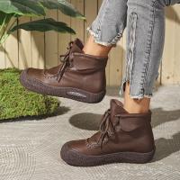 SP Nuevas Botas individuales de otoño Y invierno para Mujer, hecho a mano, estilo retro, casual, de Suela Gruesa, comodas, Con Cordones y Suela suave. - details 2
