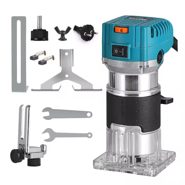 2000W Industrial Woodworking Trimming Machine  Electric Carving & Grooving Machine 6-speed / Dust Collecting Interface / Aluminium Bracket With Linear Guide Ruler + Trimming Guide Seat Woodworking Tool Set - 1