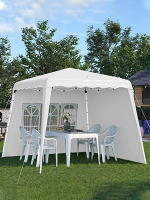Carpa Plegable con 2 Paredes Laterales 3x3 m Cenador Pabellón de Jardín con Altura Ajustable y Bolsa de Transporte Protección UV50+ Impermeable Gazebo para Exterior Patio Blanco - details 1