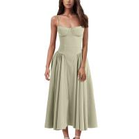 Vestido Midi Elegante Y Delgado Sin Espalda Para Mujer Vestido De Fiesta De Verano Elegante Con Suspensión Sólida Vestidos Para Mujer - details 14