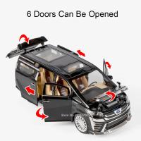 Miniatura De Coche Diecast Vellfire MPV Escala 1:24 Con Ruedas De Goma Puertas Abiertas Función Retroceso Luz Y Sonido Regalo Para Niños - details 6