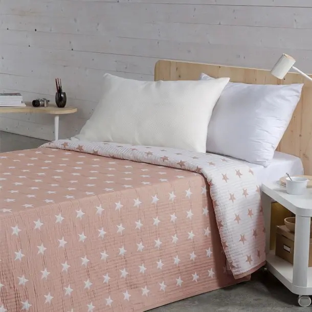 COLCHA ROSA REVERSIBLE STAR JAVIERLARRAINZAR CAMA DE 90 - 1