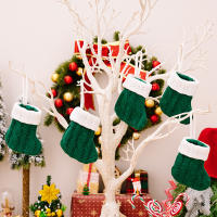 2pcs Mini Calcetines De Navidad Verde Rojo Tejidos Porta Knive Y Fork Adorno De Árbol De Navidad Colgante Para La Mesa Del Hogar Decoración De Año Nuevo - details 3