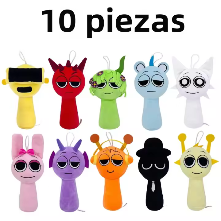 10PCS Sprunki Peluches Juego Incredibox Muñecos Suaves De Peluche Decoración De Habitación Regalo De Navidad Para Niños Edad Recomendada 3-18 Años Relleno De Algodón PP - 1