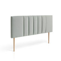 Meimon Cabezal tapizado jaspeado Luna, interior acolchado de algodón guateado, marco de madera de pino y pespuntes decorativos verticales, acabados textiles de aspecto jaspeado y con patas de madera de roble natural - details 0
