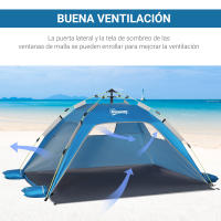 Outsunny Tienda de Playa Plegable Carpa de Playa Pop-up para 1-2 Personas con 2 Puerta 2 Ventanas y Bolsa de Transporte para Parque Camping 220x173x120 cm - details 5