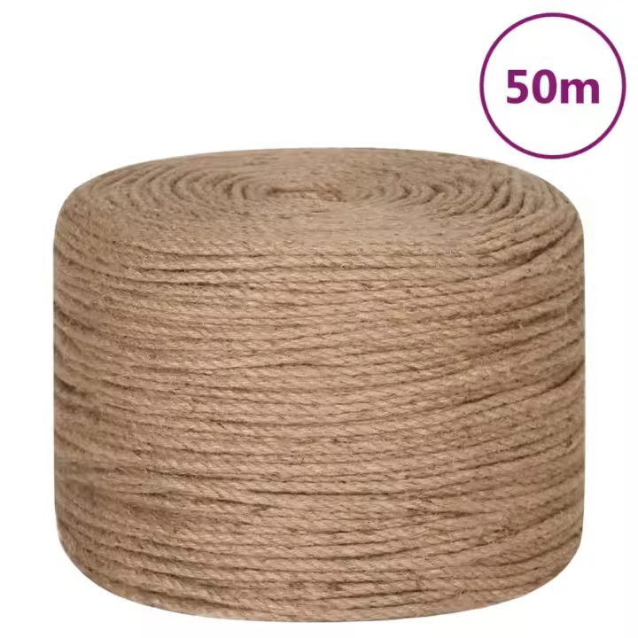 vidaXL Cuerda Soga Cordel Mecate Cabo para Bricolaje 100% Yute 50 m de Longitud Diámetro 4 mm,  6 mm,  10 mm y mas - 1