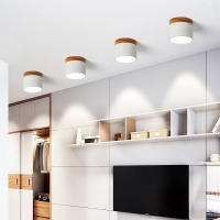Lámpara De Techo Moderna LED Pequeña Con Decoración De Madera Redonda Iluminación Interior Creativa Para Pasillo Balcón Oficina - details 3
