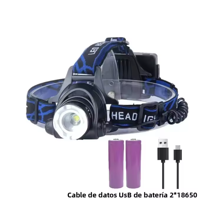 Linterna Frontal LED Potente Recargable Con Zoom Telescopio Impermeable Para Trabajo Al Aire Libre Torchas Frontales De Alta Luminosidad - 1