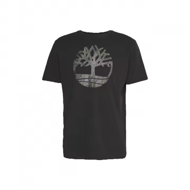 Camiseta de Manga Corta con Logo de Árbol de Camuflaje, Marca Timberland, Color Negro, Variedad de Tallas, Para Hombre - 1