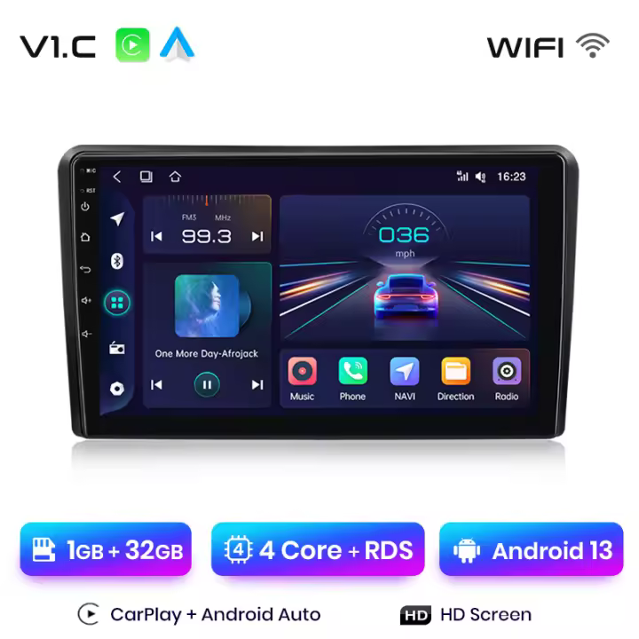 Junsun Tech Android 13 Radio para Audi A3 2003 2004 2005 2006 2007 2008 2009 2010 2011 2012 2013 de Coche con Chip Qualcomm de 8 Núcleos CarPlay Inalámbrico Autorradio Estéreo Pantalla HD Multimedia - 1